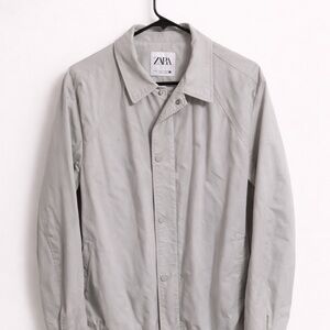 Zara Men's Pale Gray Lightweight Shirt Jacket